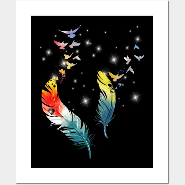 Colorful Feather Birds Costume Gift Wall Art by Pretr=ty